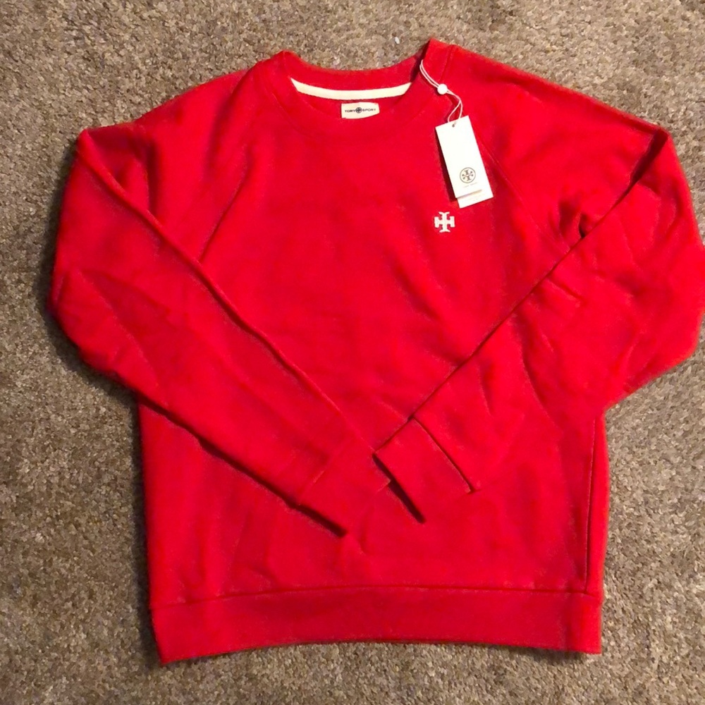 Tory Burch Raglan French Terry Crew - Red